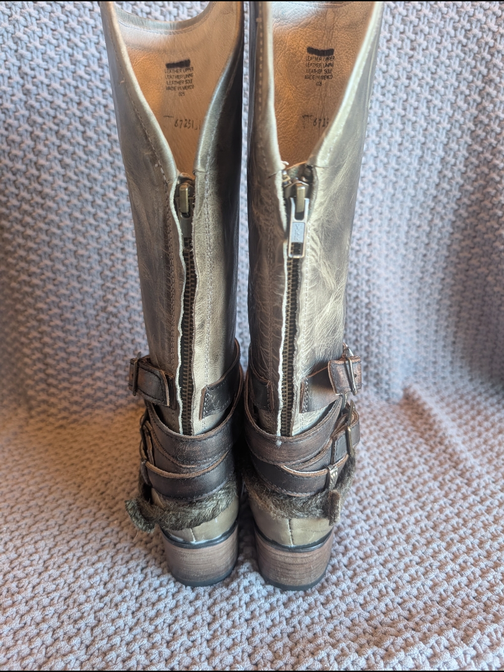 Freebird By Steven Drove- Distressed Grey Mid-Calf Leather Riding Boots - Picture 3 of 5